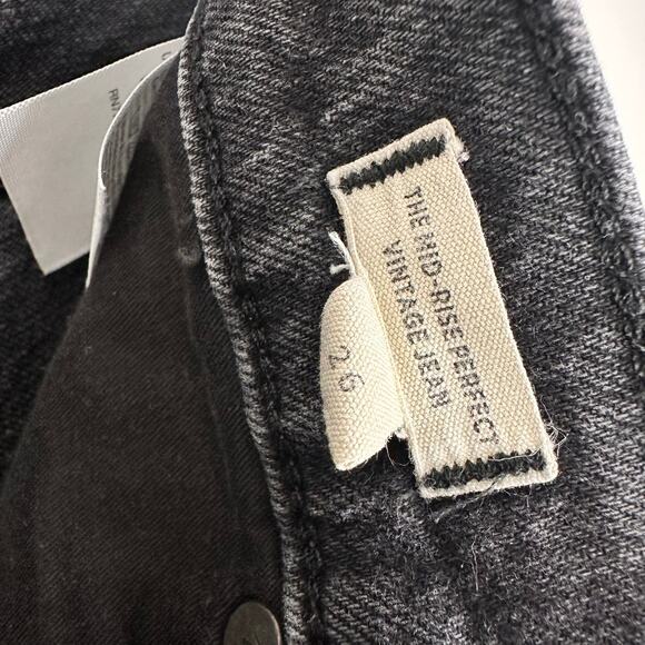 Madewell Mid-rise The Perfect Vintage Jean in Lunar wash Distressed Black Sz 26 - Picture 12 of 15